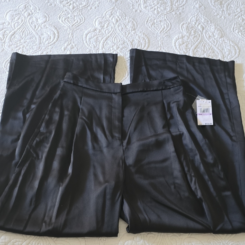 Michael Kors New Black Satin Trousers, Sz 6